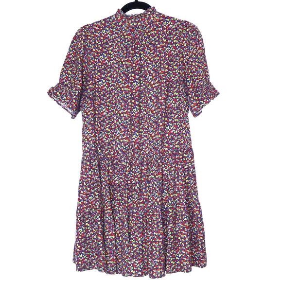 APIECE APART Las Alturas Mini Dress Dotty Floral Crimson Tiered Skirt Women's S - Picture 3 of 11